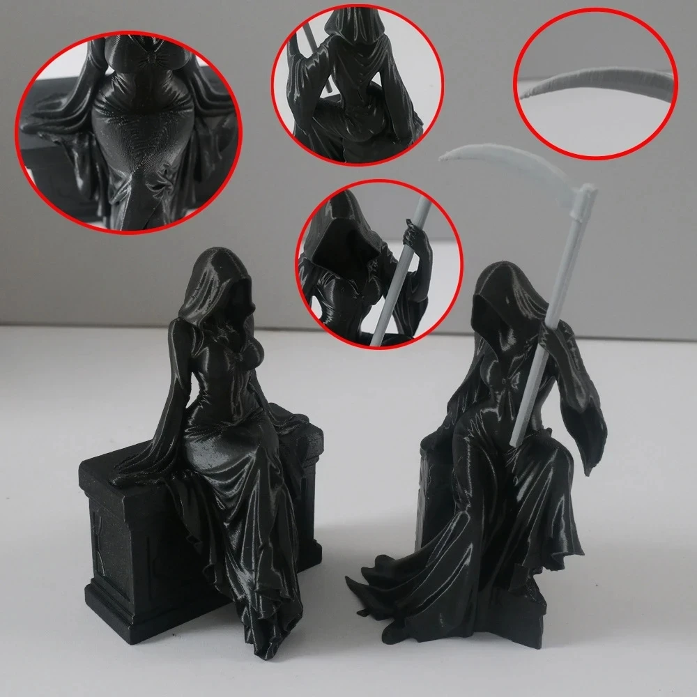 3d Printed Female Version Gothic Retro Style Plastic Dark Fantasy Reaper Handheld Sickle Decoration Desktop Ornaments Hollaween