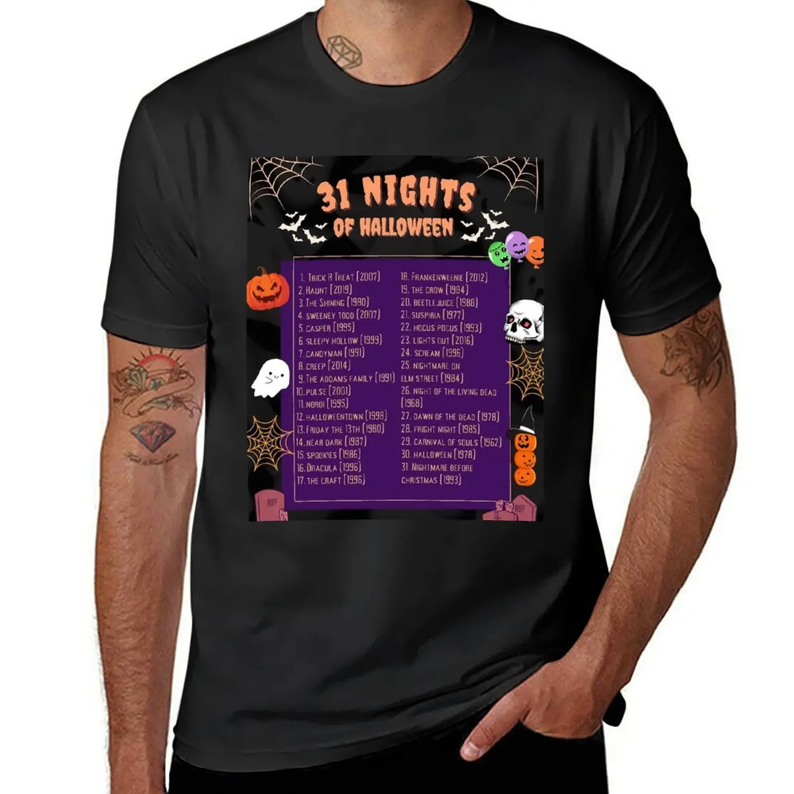 Halloween Film liste T-Shirt Tops Sommer Tops Herren Grafik T-Shirts lustig