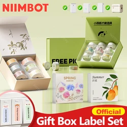 Official Niimbot Gift Box Label Set Color Multi Size Cute Label Sticker Paper 6/9Rolls for Niimbot Label Printer D11 D110 D101