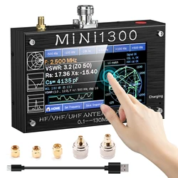 2023 ulepszony Mini 1300 analizator antenowy 4.3 Cal 0.1-1300MHz HF VHF analizator antenowy antena UHF z analizatorem sieci kalibracji SMA