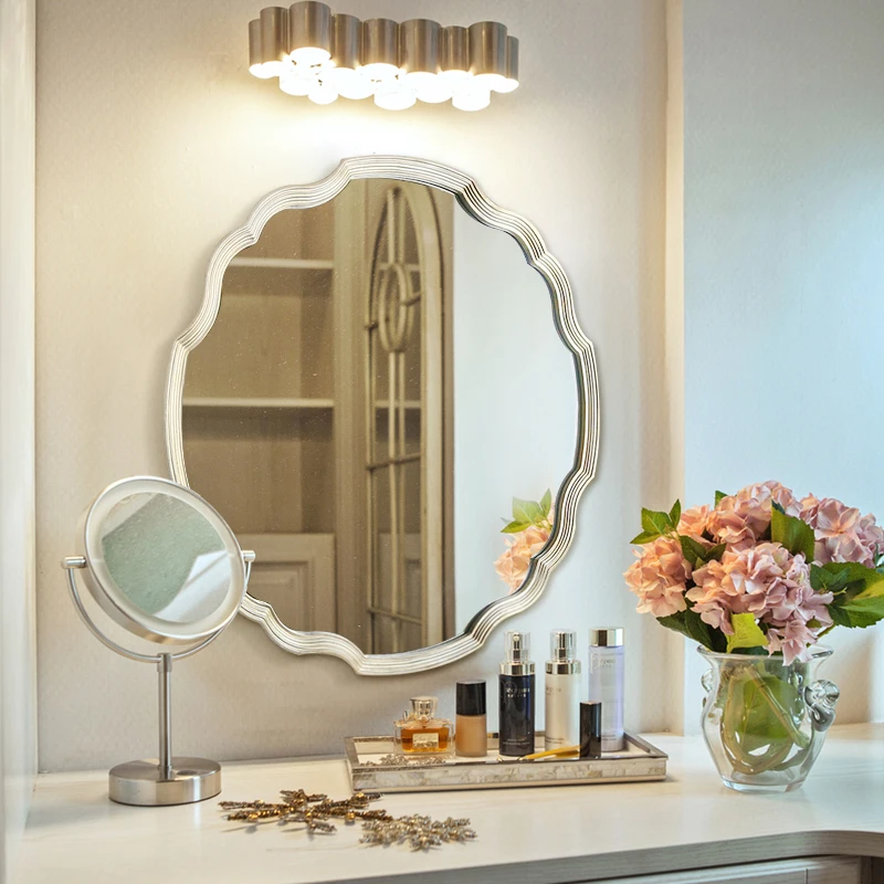 Art vanity mirror Makeup mirror Bathroom with lamp Wash mirror Toilet washstand Wall