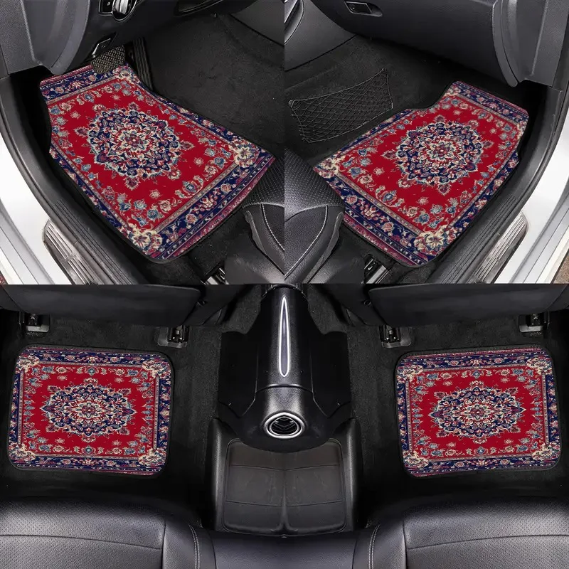 4pcs Floral-Patterned Car Floor Mats, Front And Rear Seat Protection For All Vehicles, Four Seasons Universal Stylish And Durabl