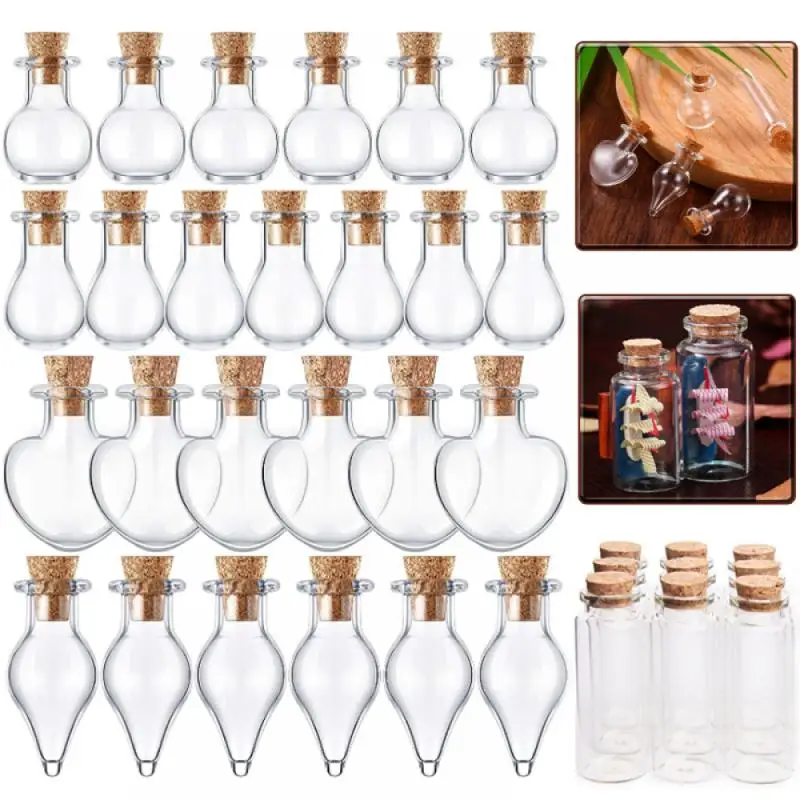 20/10pcs Small Cute Mini Cork Stopper Glass Bottles Vials Jars Containers Small Wishing Bottle Glass With Cork Stopper