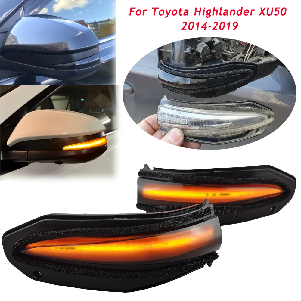 

2 шт. динамические светодиодные указатели поворота для Toyota Highlander XU50 Kluger 2014-2019, индикаторы в зеркалах заднего вида, автомобильный аксессуар