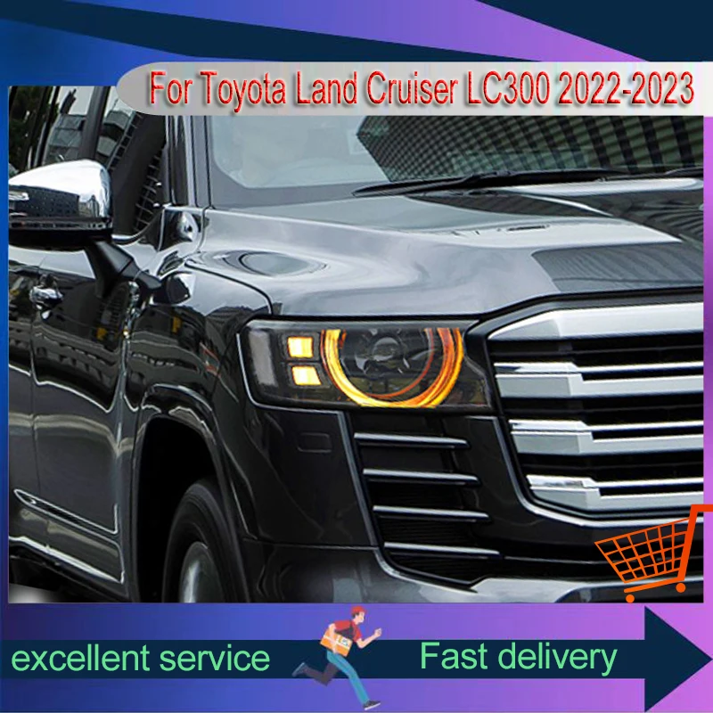 Car Daylight Styling For Toyota Land Cruiser 2022-2023 LC300 Front Lamp DRL Headlight Highlight Full LED Bulb Projector Len Auto