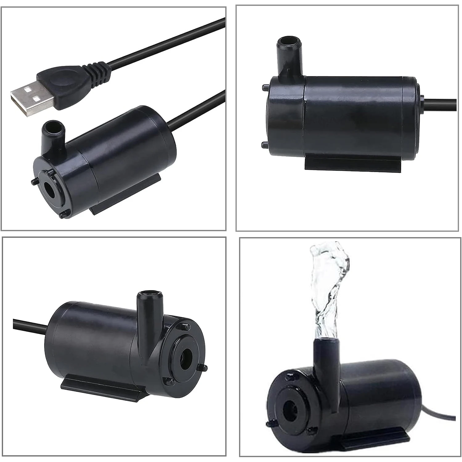 DC 3-5V USB Micro sumergible Mini bomba de agua sin escobillas de bajo ruido para acuarios pecera estanque fuente hidropónica jardín