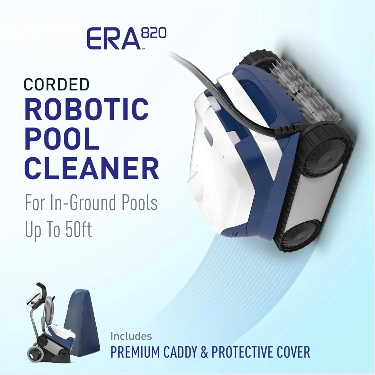 HOT  Robotic Pool Cleaner with Cyclonic Vacuum, Dual Brushes, 60ft Swivel Cable, Large Canister, Caddy & Cover