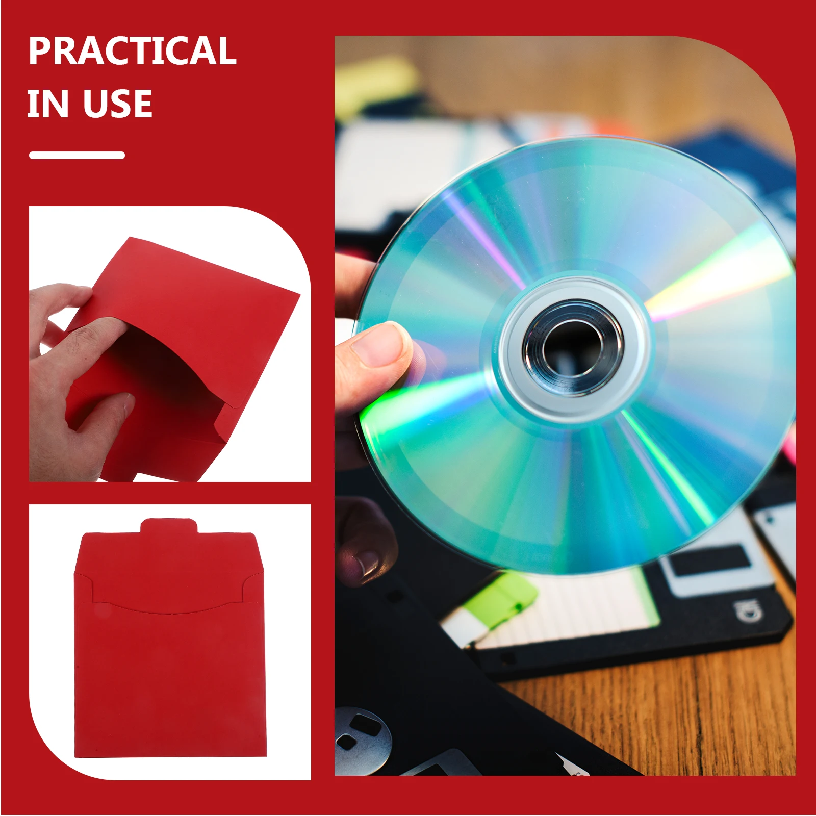 

20Pcs Red Kraft Paper Cd Envelopes Dvd Storage Sleeves Cd Holder Bags Dvd Packaging Paper Envelopes Cd DVD Mailers Storage Cases