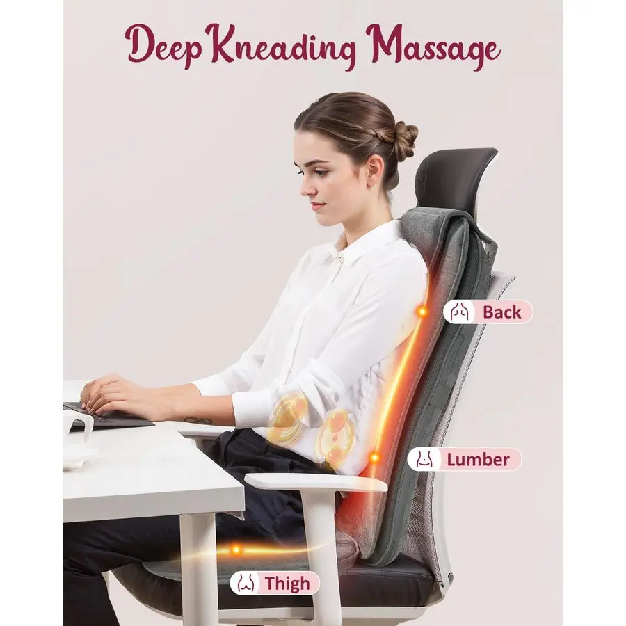 مدلك الظهر مع حرارة مهدئة، وسادة كرسي تدليك عجن الأنسجة العميقة المطورة، مقعد تدليك الاهتزاز