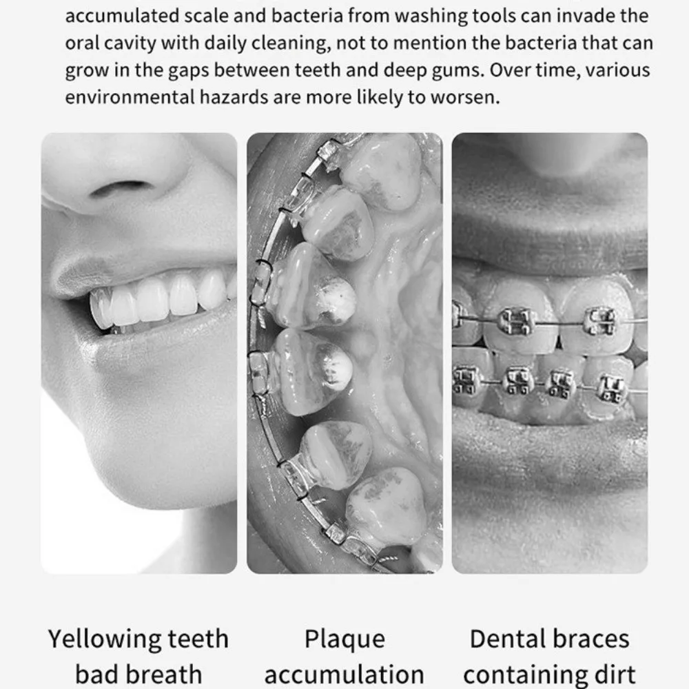 

Smart Electric Oral Irrigator Cordless Rechargeable Electric Tooth Flusher 3 Cleaning Modes with 4 Nozzles Dental Cleaner