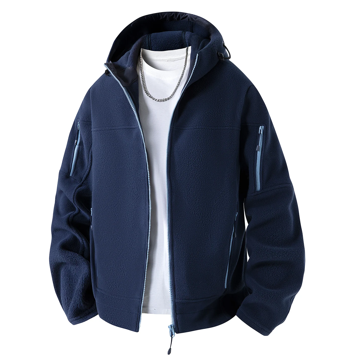 LEOSOXS Moletom com capuz de lã quente masculino, pulôver Sherpa resistente e anti-tração, jaqueta solta espessada de cor sólida com zíper