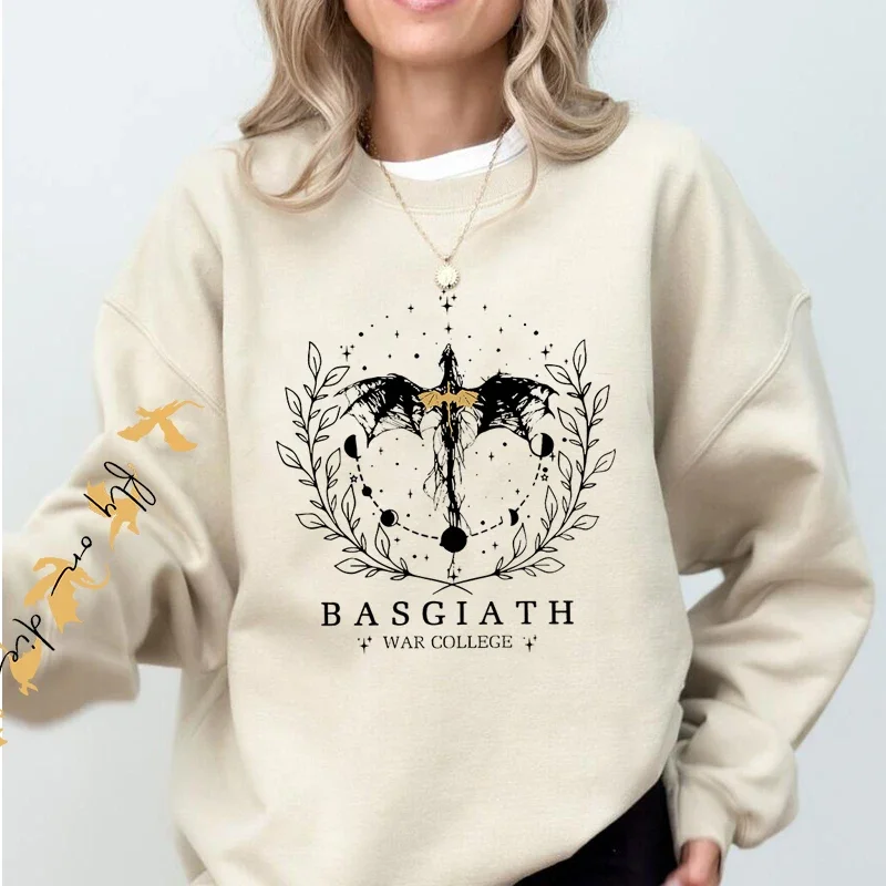 Fourth Wing Sweatshirt Women Pullover Basgiath War College Crewneck Sweatshirts Dragon Rider Streetwear Fantasy Reader Hoodie