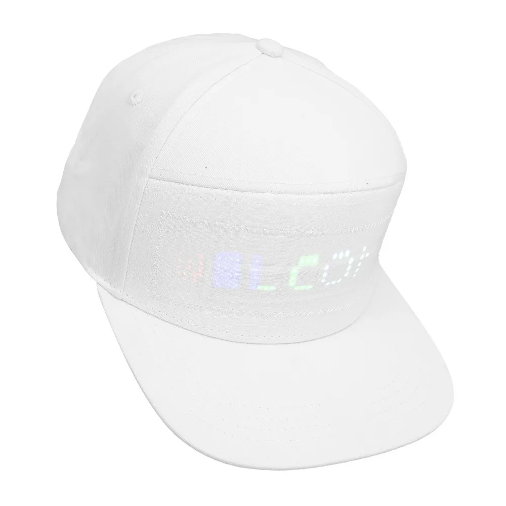 

Bluetooth LED Cap Editable Colorful APP Control Programmable LED Hat Detachable White Rolling Display Hat Outdoor Concert