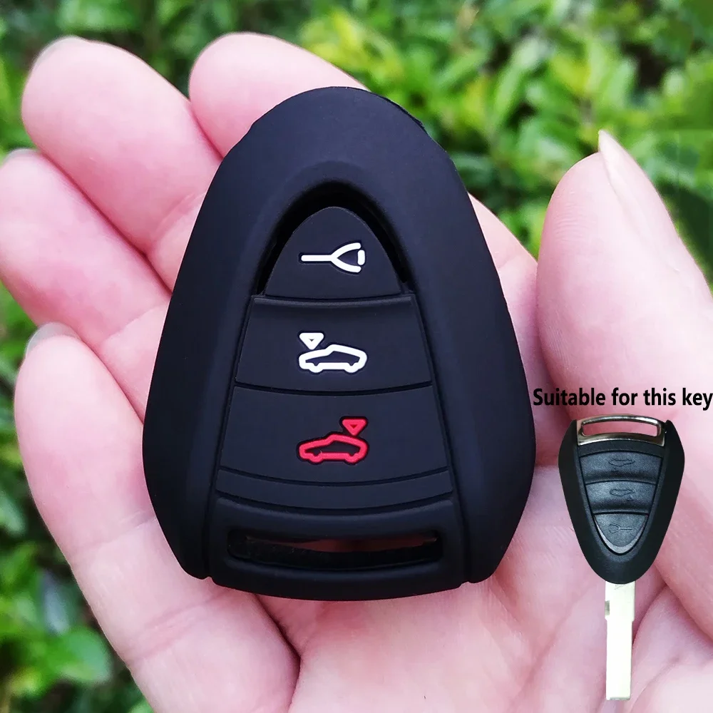 New Silica Gel Key Cover For Porsche 911 997 Boxster 987 Cayman Parts Key Car Remote 3 Button Accessories Fob Shell