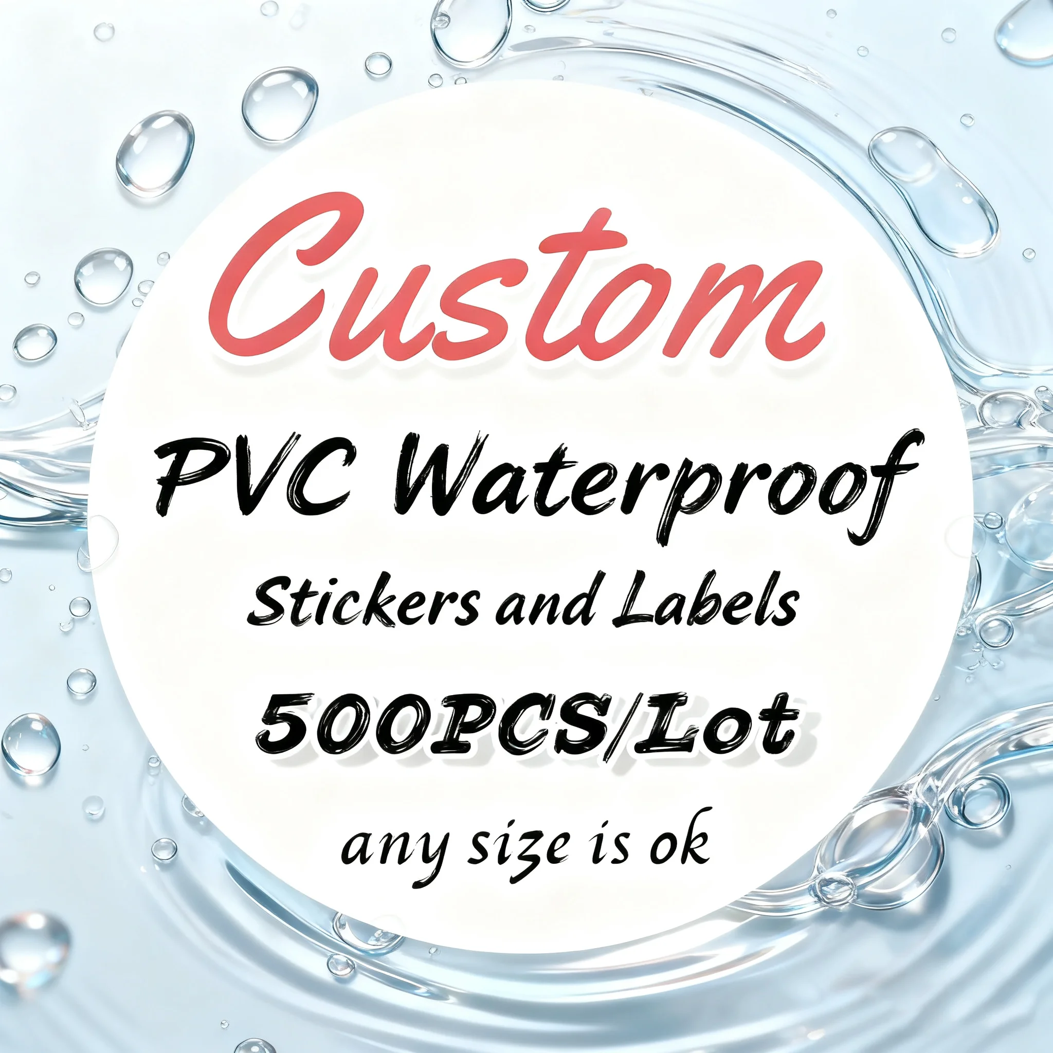 

500PCS Custom PVC Waterproof Stickers, Personalized Logo & Design for Wedding Birthday Gift Box