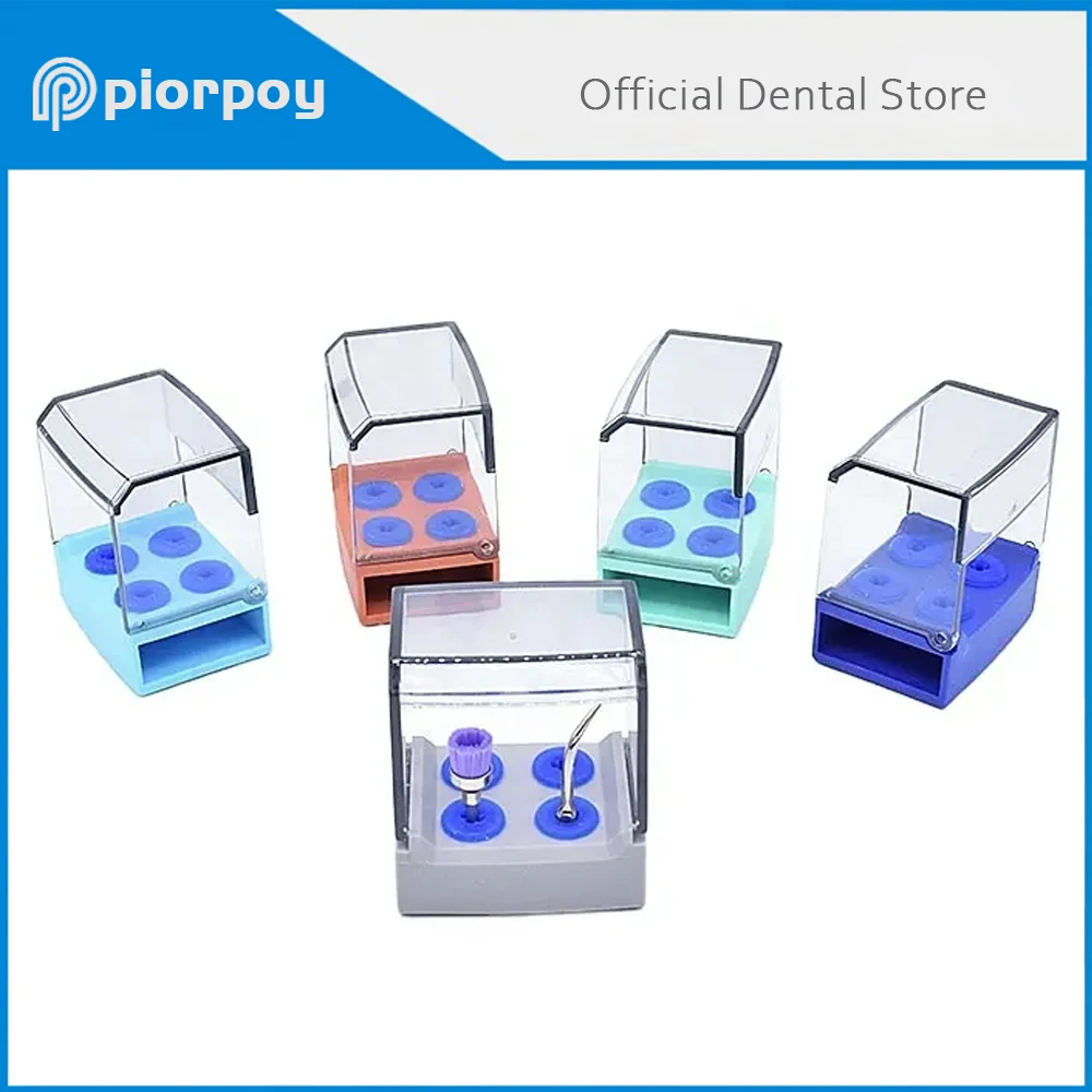 PIORPOY 4 Holes Dental Bur Holder Plastic Dentistry Scaler Tips Placement Box Sterilizer Case Disinfection Box Odontologia Tools