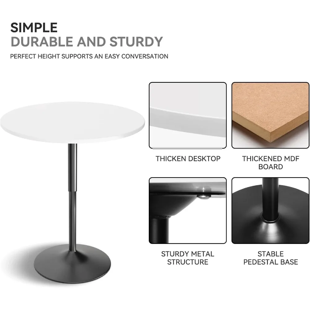 طاولة حانة مستديرة طاولة كوكتيل لغرفة الطعام والمطبخ وبار الفناء، 27.5-36 ارتفاع قابل للتعديل، طاولة حانة بارتفاع الارتفاع #5