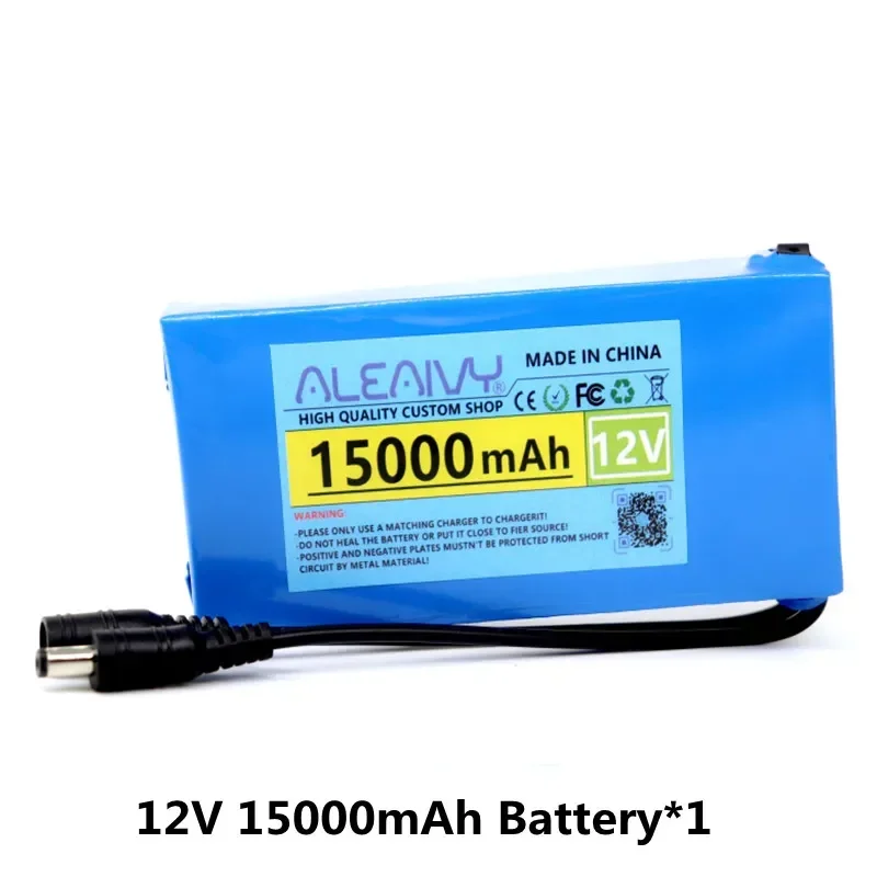 Aleaivy 12 V 20000 mAh 18650 Lithium-Akku DC, mit Schalter, verwendet als Backup-Akku für 12 V CCTV-LED-Leuchten, 12,6 V1A-Ladegerät 4