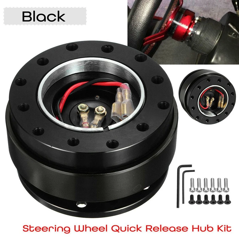 

Black Car Steering Wheel Quick Release Hub Adapter Snap Off Boss Kit Universal