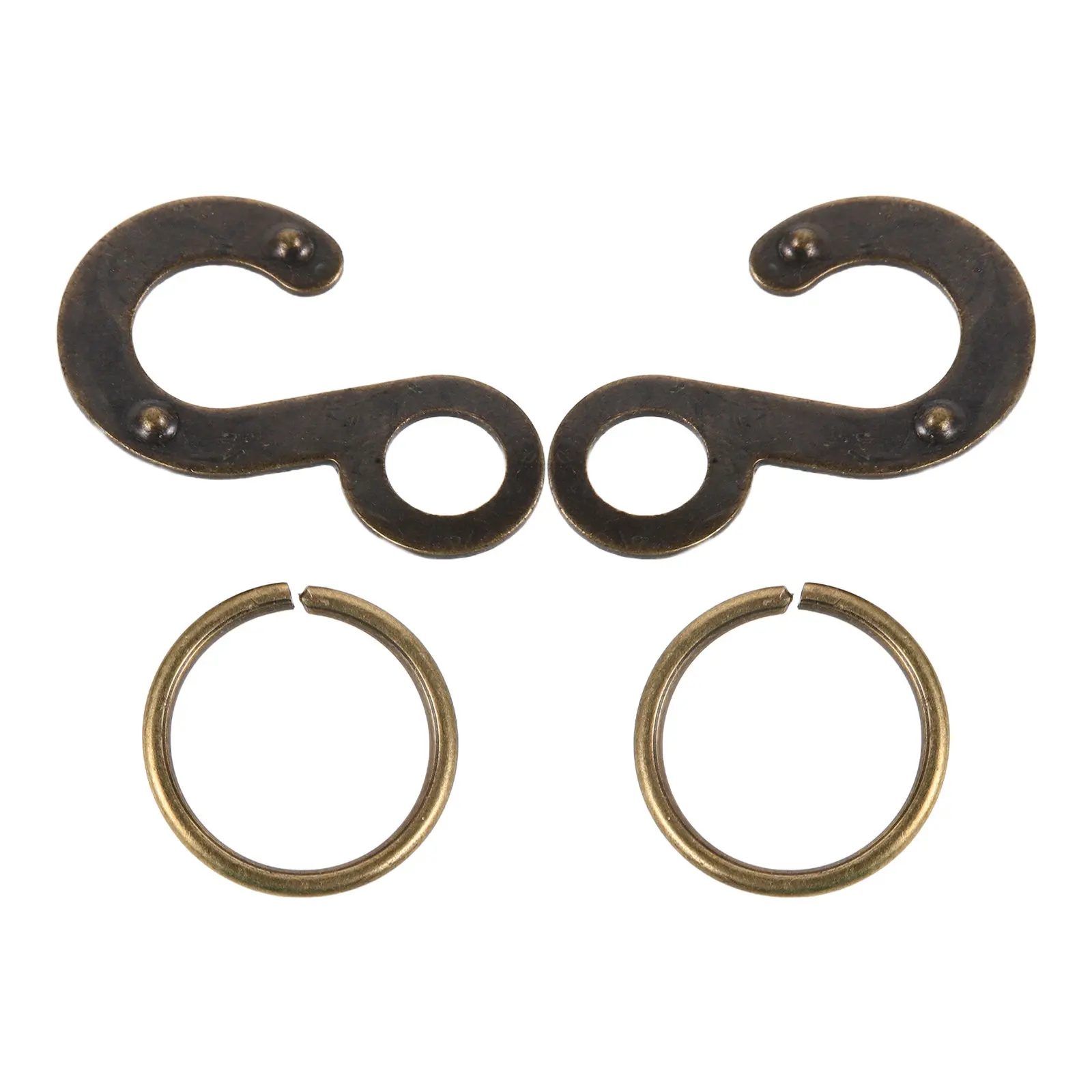 2Pairs Bronze Cuckoo Clock Chain Hooks 0.98 Inch Mini S Hook for Repair Parts Pendulum Clock Accessories Restoration