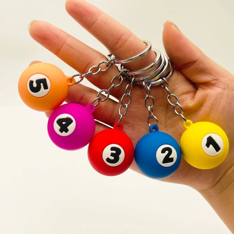 NO.1 to NO.9 Billiards Keychain for Women Men Fashion Mini Round Balls Key-Ring Car Key-Chain Phone Handbag Accessories image 3
