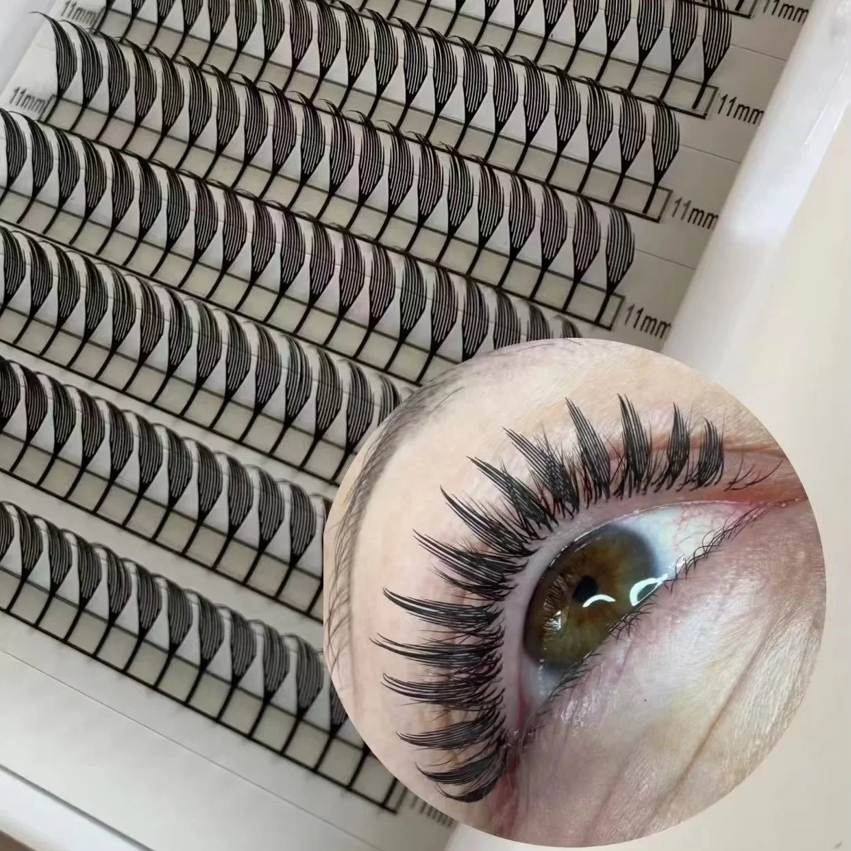 New Trend 3D Laser Printed Premade Anime Eyelash Extensions Soft Comic Spire Lashes Spikes Fluffy Wholesale Chunky Spikes Lashes