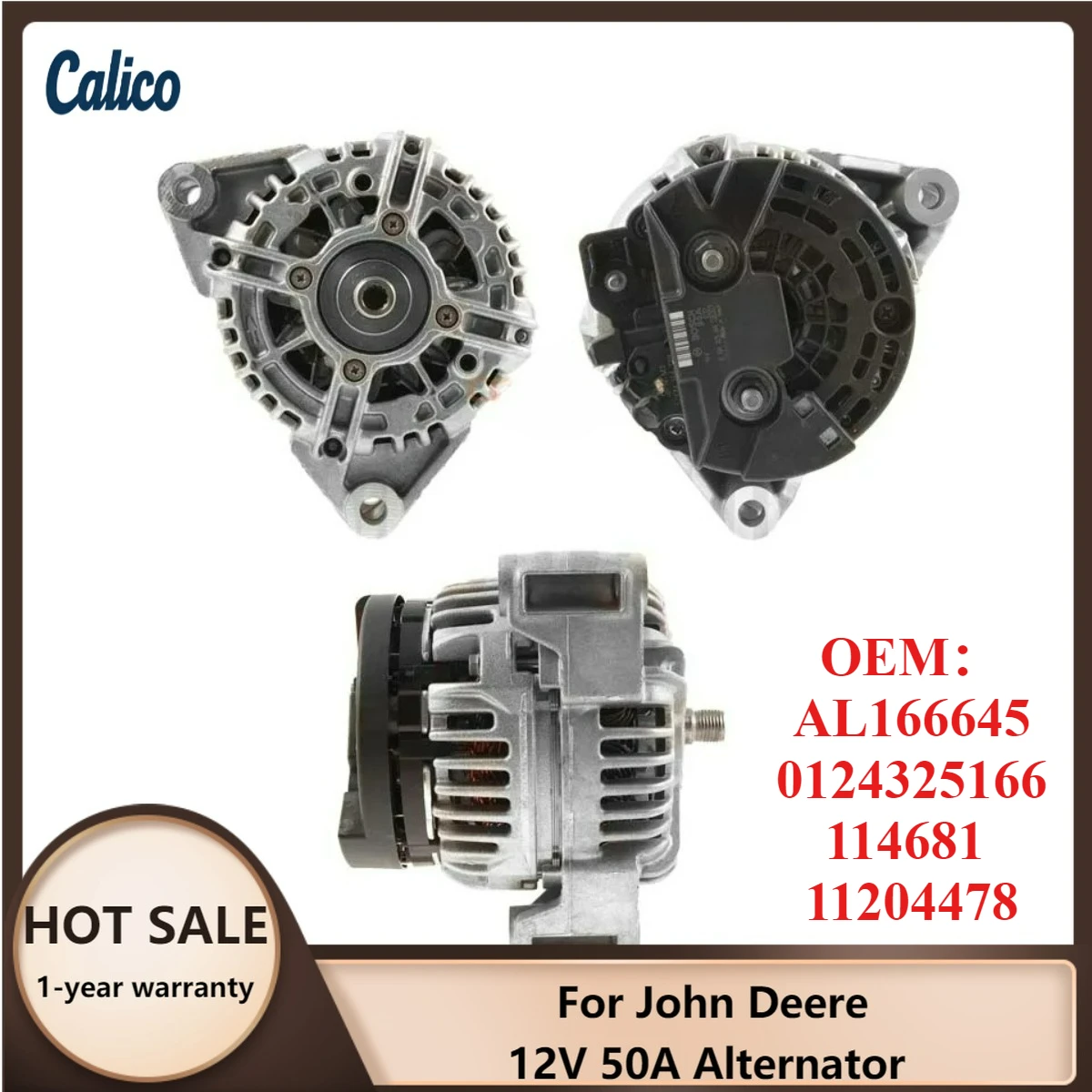 

High Quality Material Selection for John Deere 12V 50A Alternator AL166645 0124325166 114681 11204478