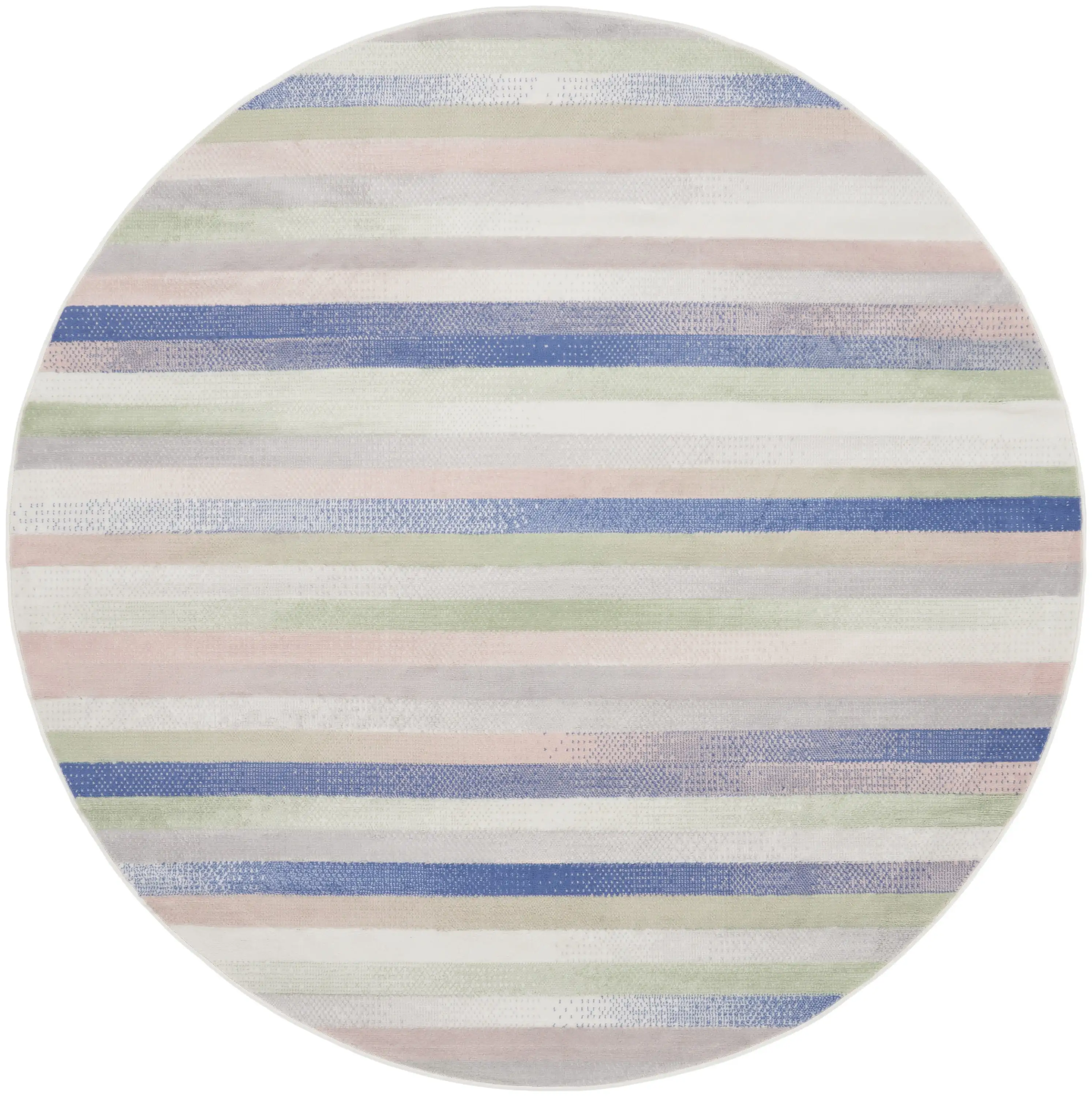 Whimsicle Eclectic Modern Ivory Multicolor 5' x round Area Rug, (5' Round)