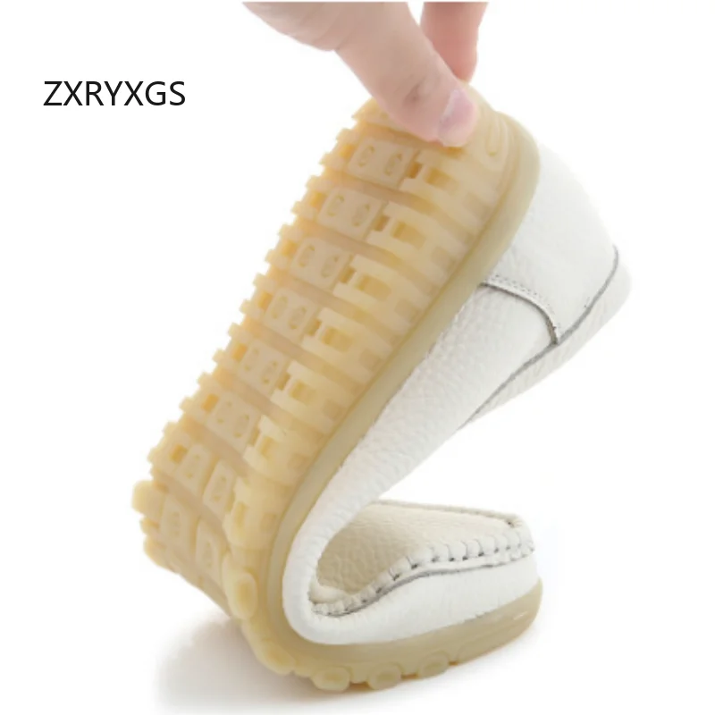 ZXRYXGS New Trendy Genuine Leather Casual Single Shoes Men Flats 2025 Autumn Winter White Shoes Flat Soft Sole Warm Cotton Shoes