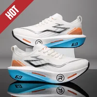 Chaussures de course à pied avec plaque en carbone, pour marathon, hommes et femmes, respirantes, légères, confortables, athlétiques, antidérapantes 1