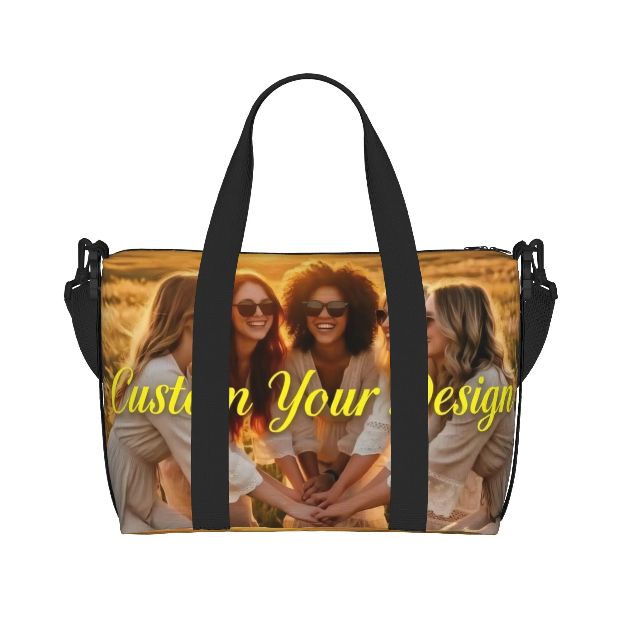 Custom Your Design Logo Grocery Tote Shopping Bag Women Large Capacity Photo Name Printed Gym Beach Travel Bags