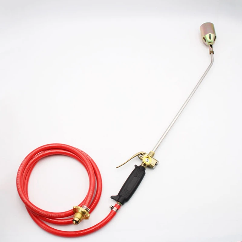Propane Torch Weed Burner, Three-Valve Blowing Torch, With 98.42 Inches (About 250 Cm) Hose, Adjustable Flame Control-ABHG