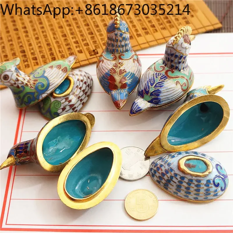 90's Cloisonne Animal Old Goods [Birds] Swan, Pigeon, Peacock, Copper Body, Wire Cladding Enamel Bird Decoration