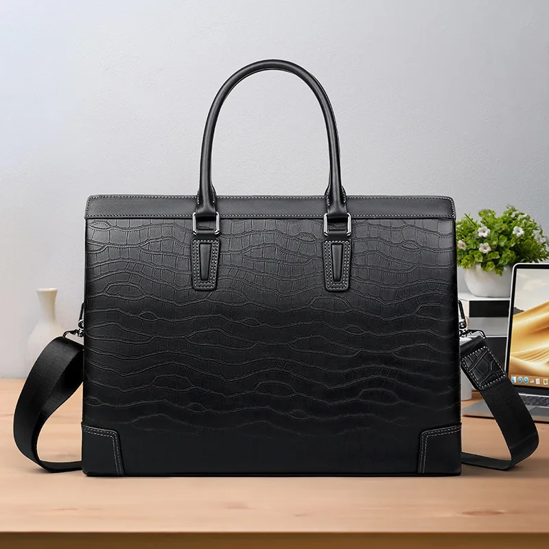 New Genuine Messenger Luxury Leather Bag Men Bags Capacity Top Layer Cowhide Briefcase Business Laptop Bag Casual Men's Handbag