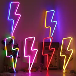 High Quality LED Neon Lightning Shaped Sign Flash Neon Table Light USB for Home Party Wall Decorative Hanging Night Lamp