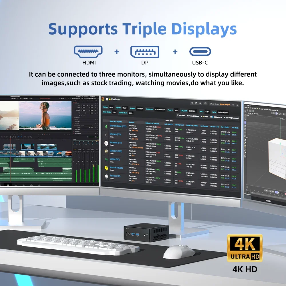 New 12Th Gen Mini Pc Windows11 Intel  N100 Processor 8Gb Ddr5 4800Mhz 256Gb Pocket 12V Dual Lan Mini Computer