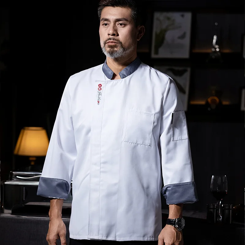 Chef Work Clothes Long Sleeve Autumn Winter Restaurant Kitchen Western Cuisine Kitchen Catering Canteen Baking Cake Bread Clothi