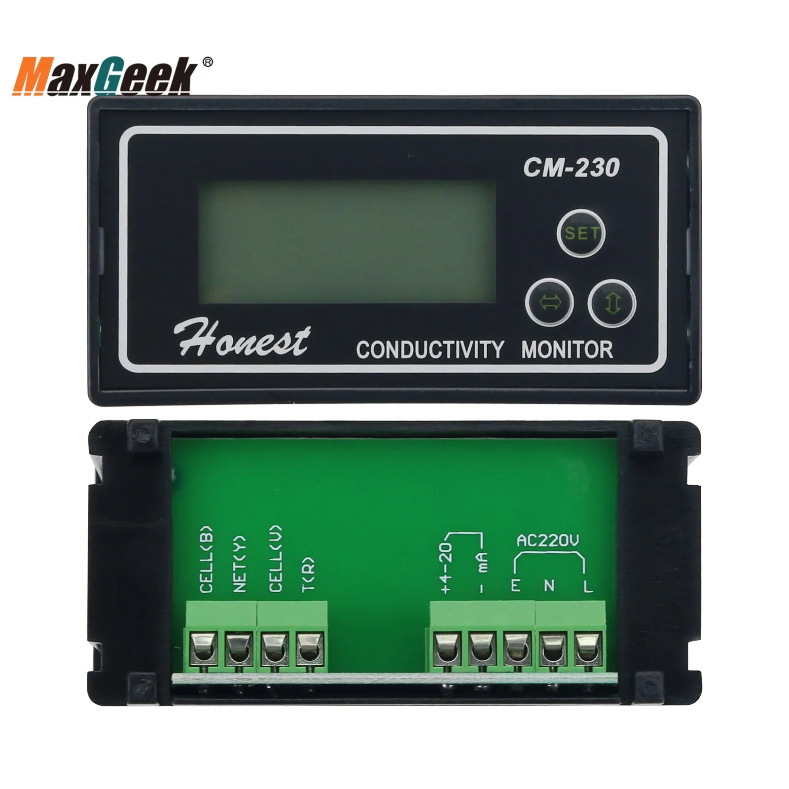 Maxgeek CM-230 Industrial Online Conductivity Meter Water Conductivity Meter Monitor with Threaded Electrode