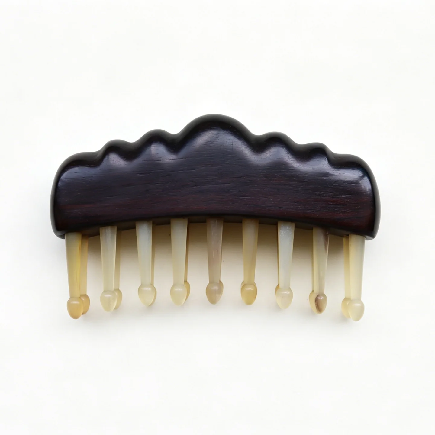 Natural Sandalwood Double Row Horn Massage Comb Portable Scalp Wooden Comb