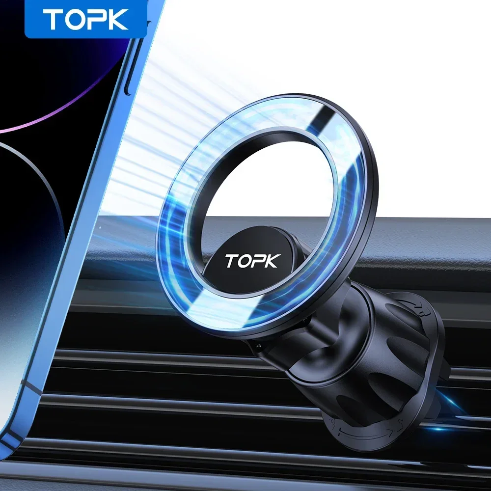 TOPK Auto-Handyhalterung mit 20 Magneten, 360° Drehbare Lüftungshalterung für iPhone 15 14 13 12 Pro Max