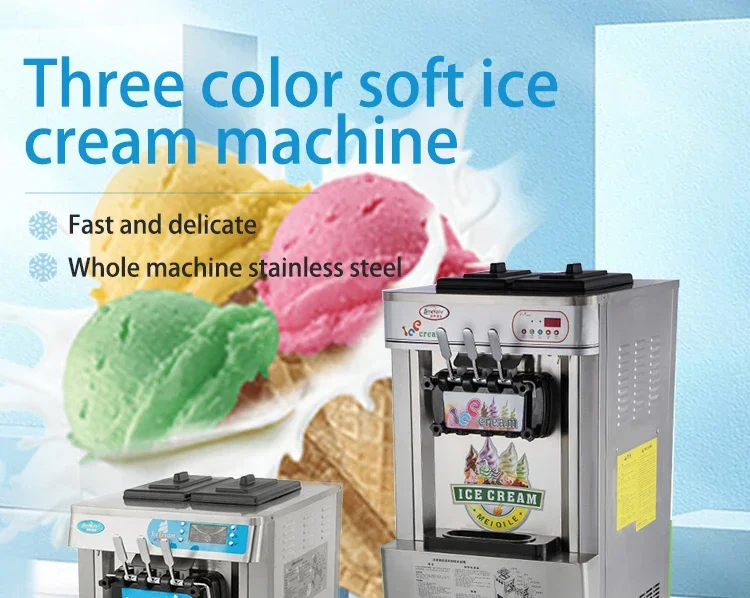 Ice Cream Machine 18L/H Economic Tabletop Stainless Steel Commercial Automatic Soft Serve Ice Cream Maker Machine