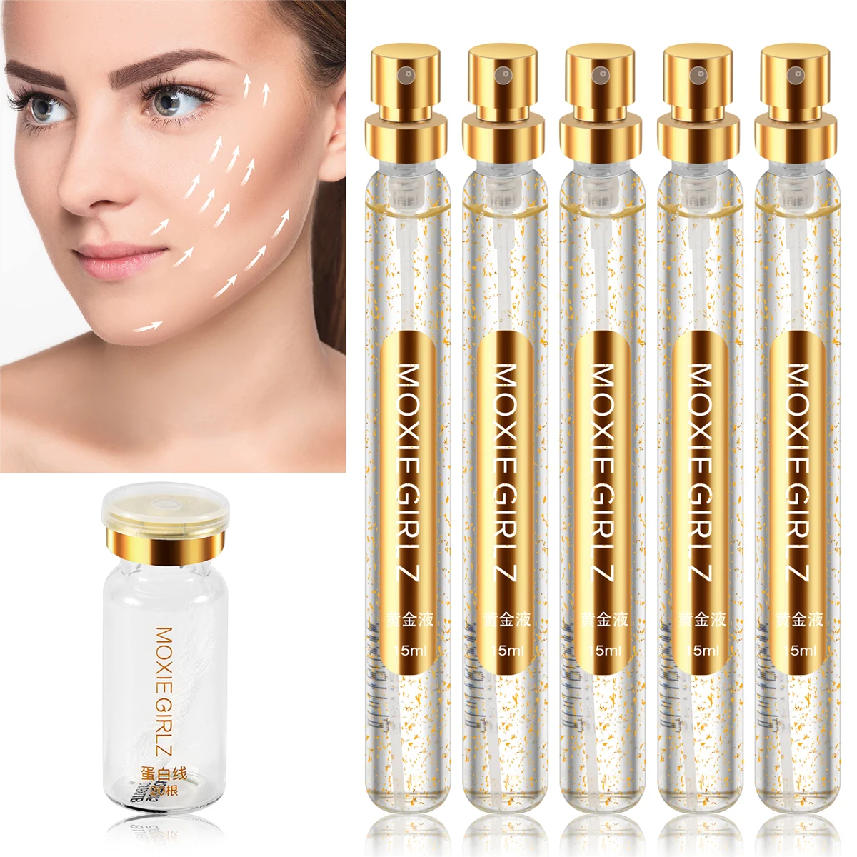 MOXIE GIRLZ Protein Peptide Essence Firming Skin Anti-Wrinkles Skin Care Golden Protein Lines Pure Collagen Whitening Face Serum