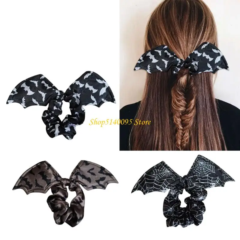 dxae هالوين الخفافيش Arachnid جناح الشعر التعادل القطن scrunchies ملحق حفلة الأزياء