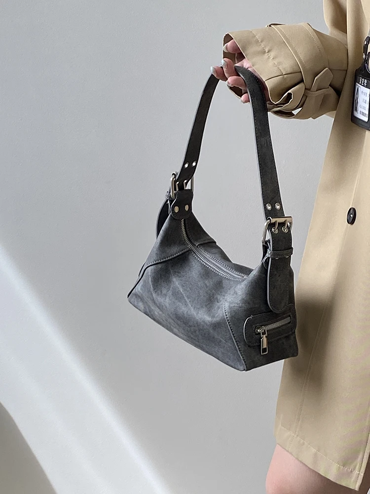 Vintage Y2K Women\'s Underarm Bags Pu Leather Hot Girls Shoulder Bag Casual Portable Female Tote Purse Crossbody Bag Handbags