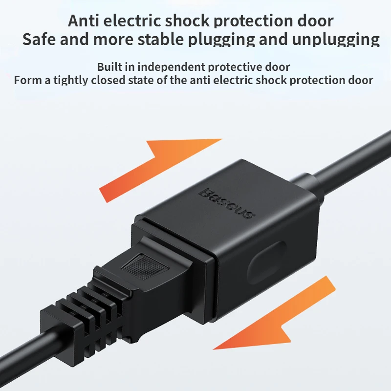 Baseus Mini Travel Patch Panel 1AC 1.0M Extension Cable Power Cord for Business Fan Air Conditioning TV Lengthening Plug Socket