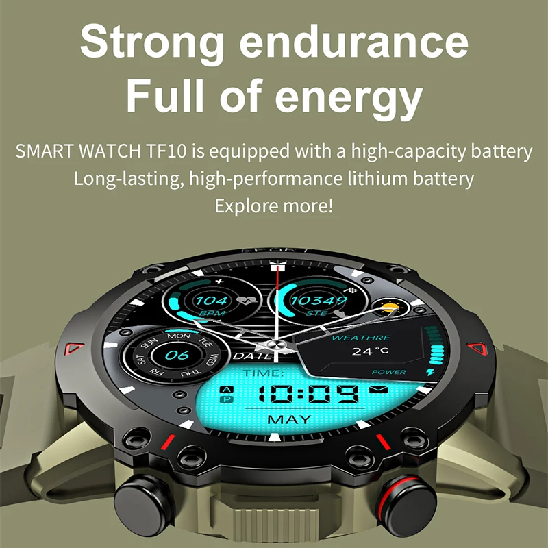 2024 New Watch 1.43 AMOLED TF10 PRO Outdoor Men\'s Smart Watch Suitable for Android IOS Sports Fitness Tracker Heart Monitor