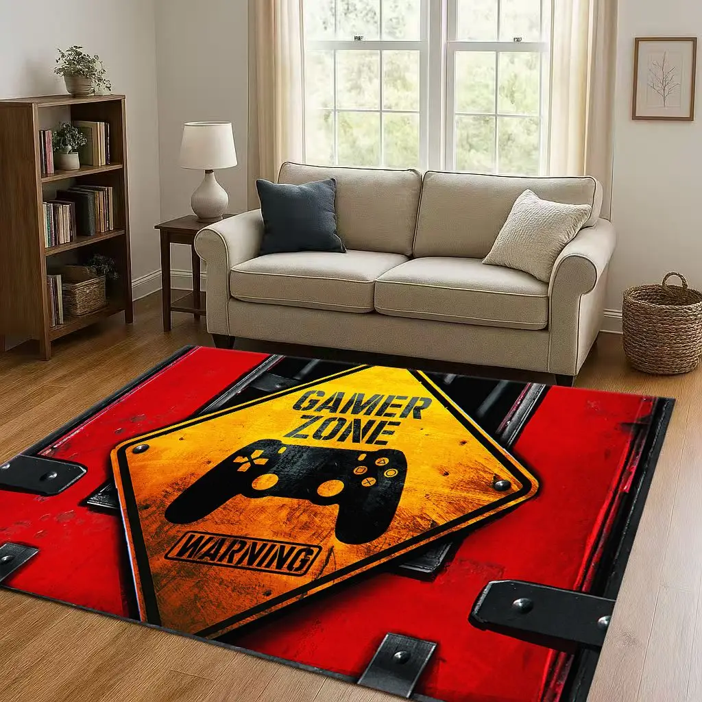 Classic Game Zone Sign Gamer Controller Living Room Non-Slip Area Rug Carpet for Bedroom Kids Playroom Sofa,Home Decor Doormat