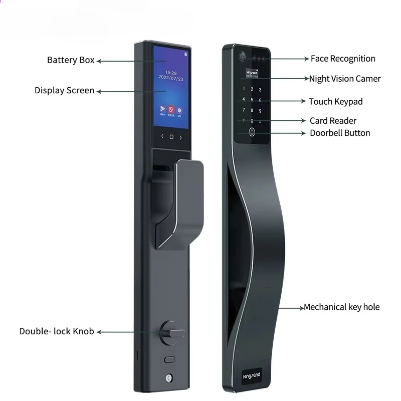 

3D Face Fingerprint Recognition Waterproof CNC Smart Lock for Steel Door Wifi Digital Door Lock Cloud Data Smart Life Aluminum
