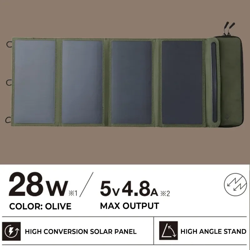 Painel solar portátil, carregador de geração de energia para acampamento de telefone, nylon ripstop durável e resistente à água, dobrável e leve