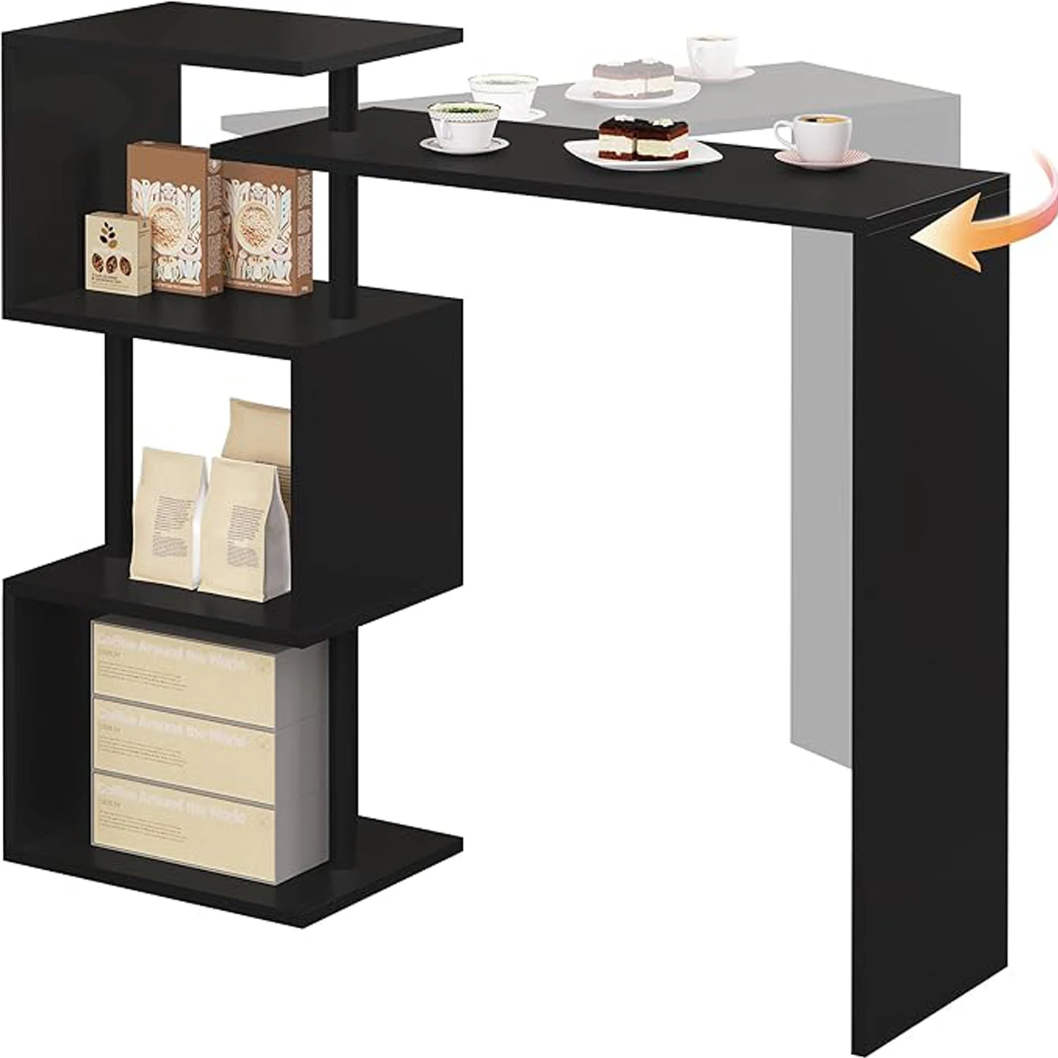 WOLTU 1 Stück Bistro-Bartisch, Frühstücks- und Esstisch, Kaffeetisch mit 2-stufigem Aufbewahrungsregal für die Präsentation von Getränken in der Küche – Detail 4
